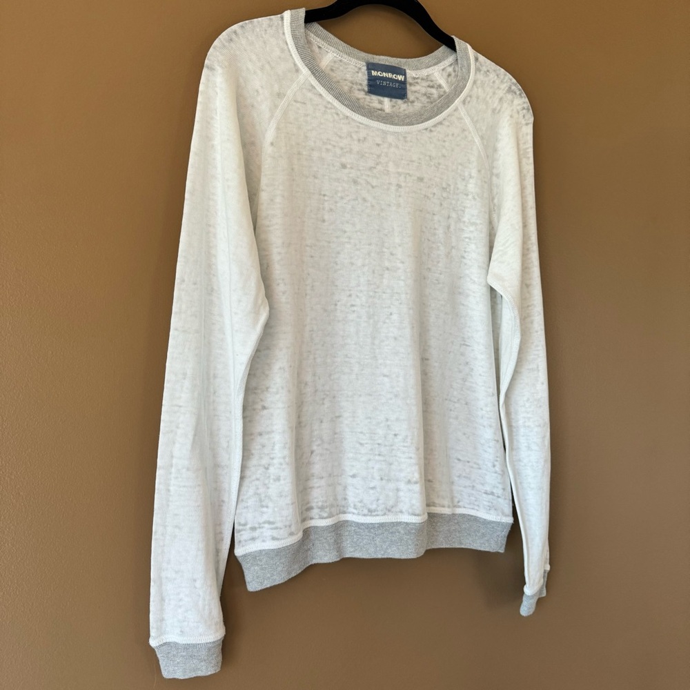 Monrow Vintage Lightweight Semi-sheer Long Sleeved Top Sweatshirt Crewneck S - Picture 2 of 7